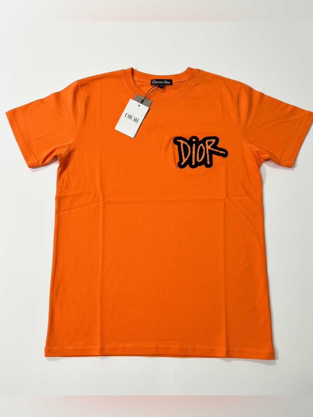 Dior Orange Logo Graphic Crewneck T-Shirt